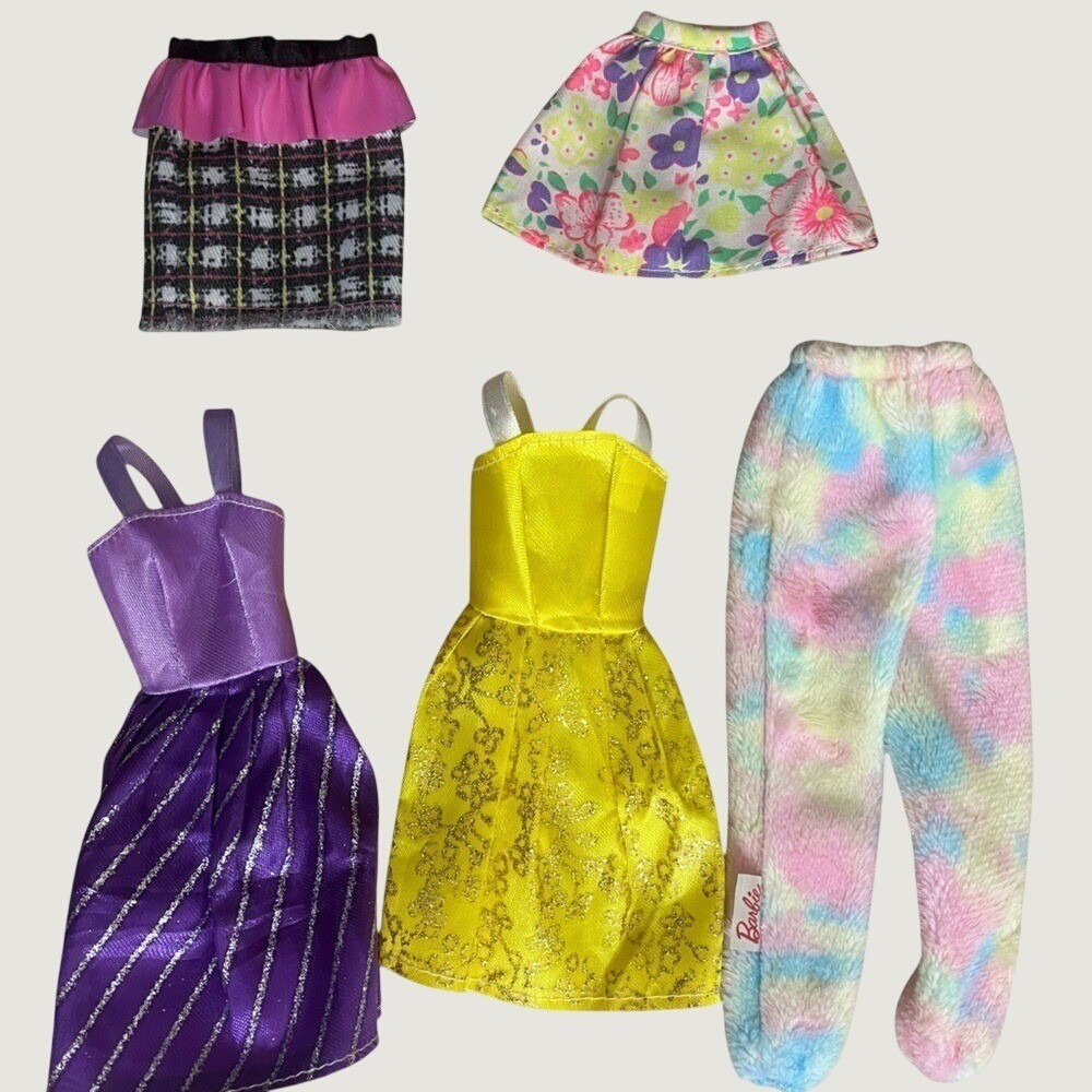 Barbie Vintage 1990 Clothes Lot Of 5 Mix Floral Skirt Pants Dresses Sparke